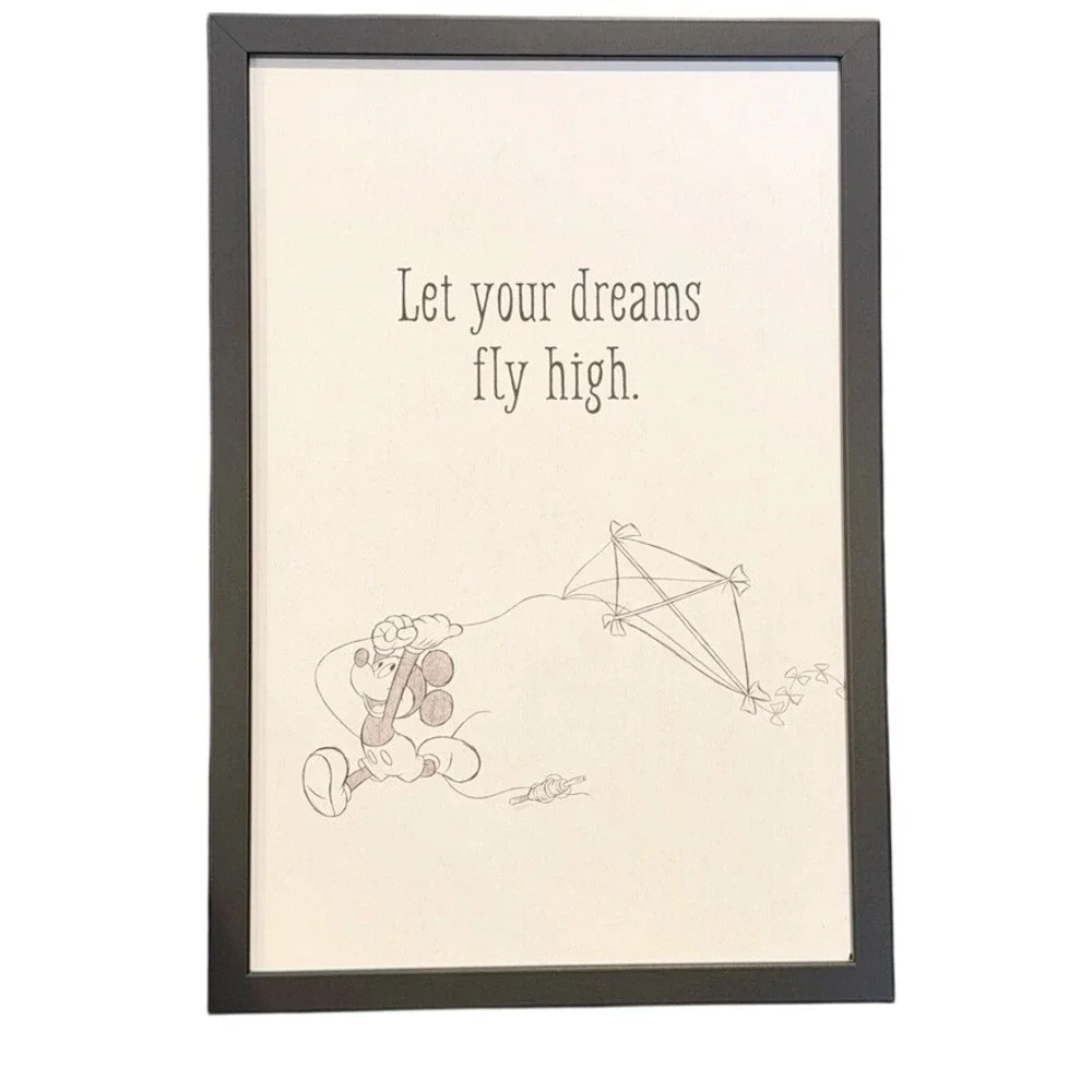 Disney‎ Mickey Mouse Framed Art Wall White Let Your Dreams Fly High Kite Kids